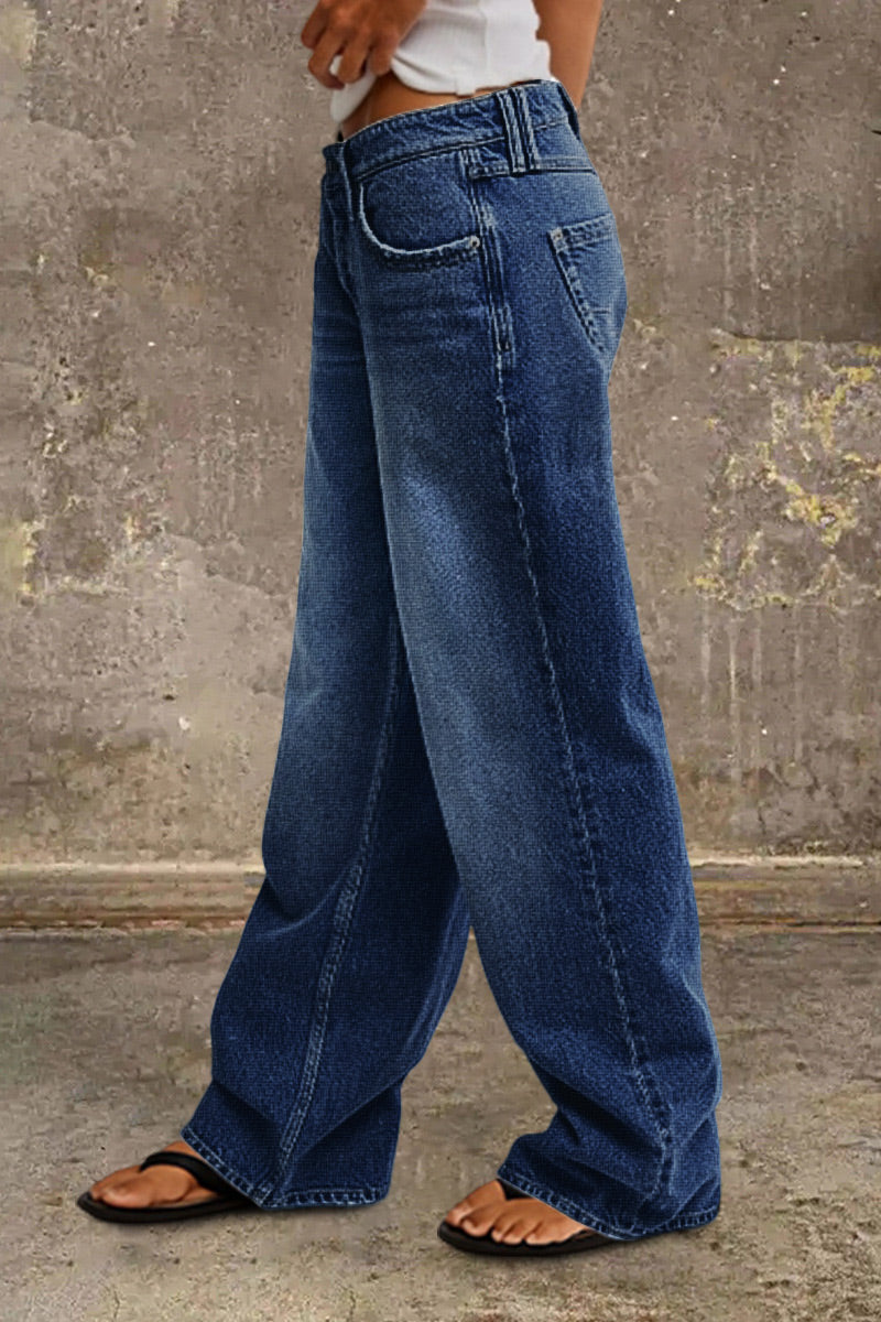 Jeans Damen Regular Fit Mittelhoher Bund Casual