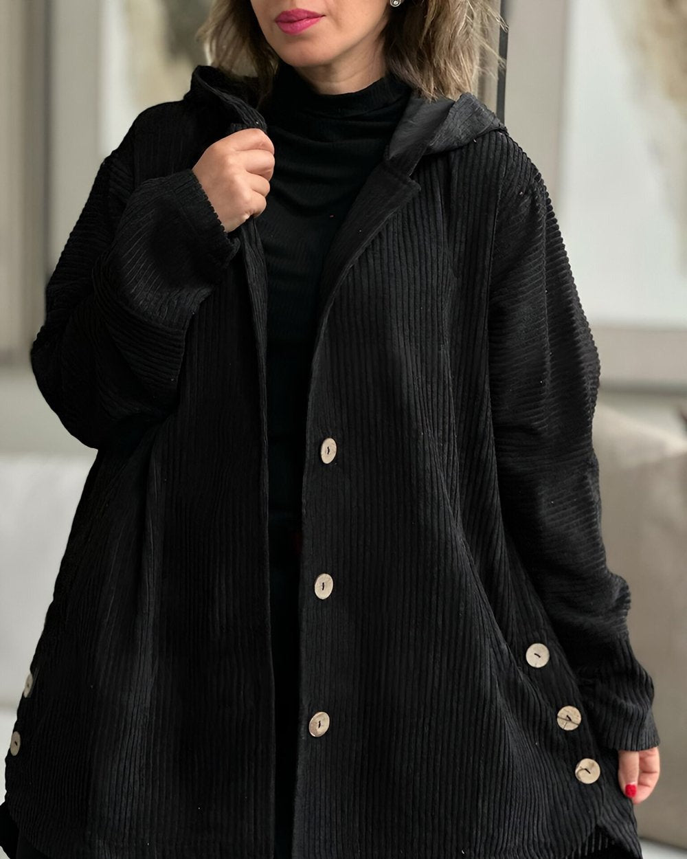 Cordjacke Damen Relaxed Fit Herbst & Winter Freizeit
