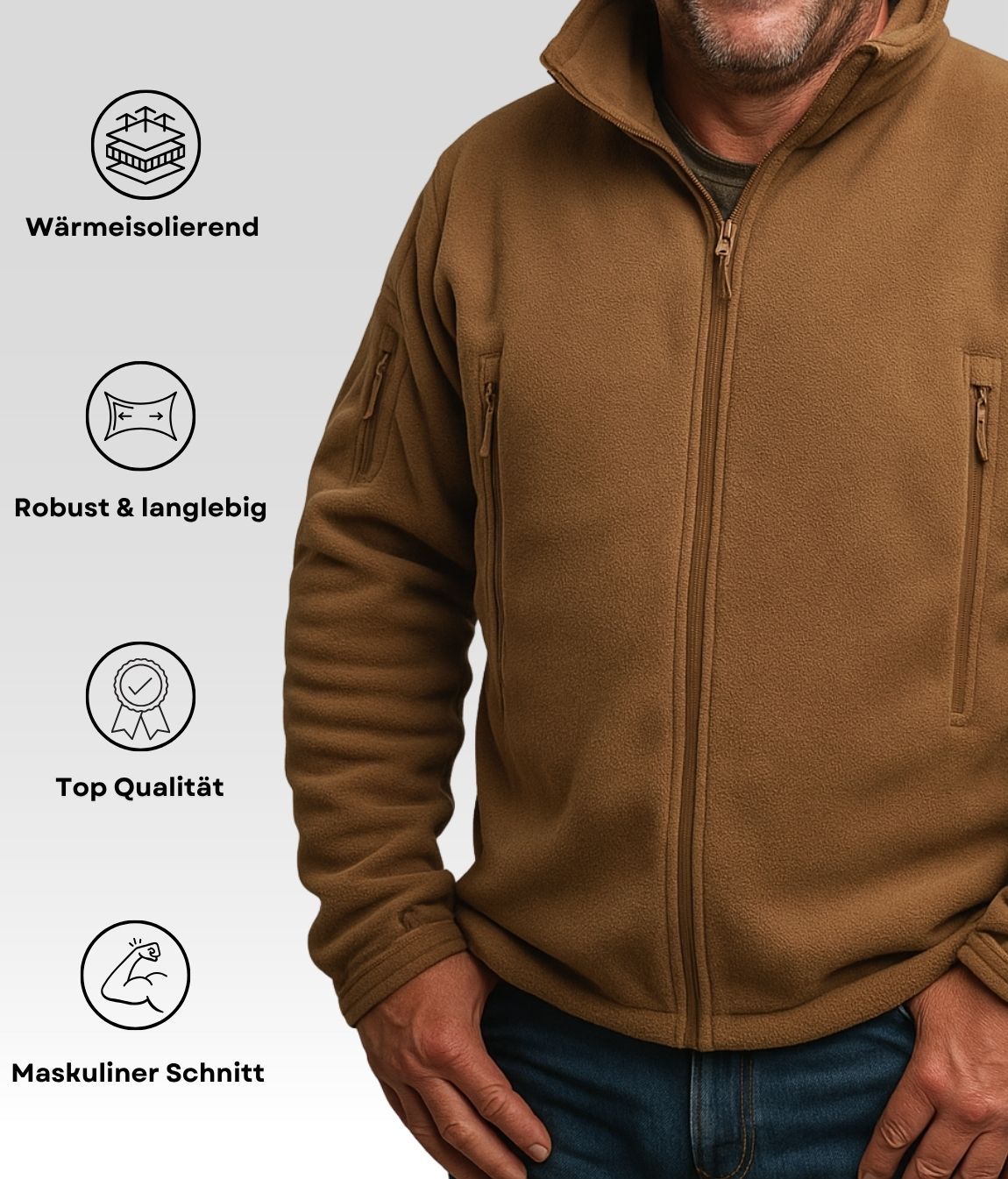 Marco Fleece Jacke Braun