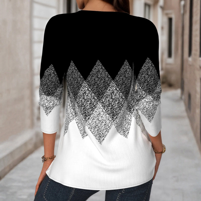 Damen Bluse mit Farbblock-Design