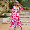 Midikleid Damen Regular Fit Elegant Blumenmuster