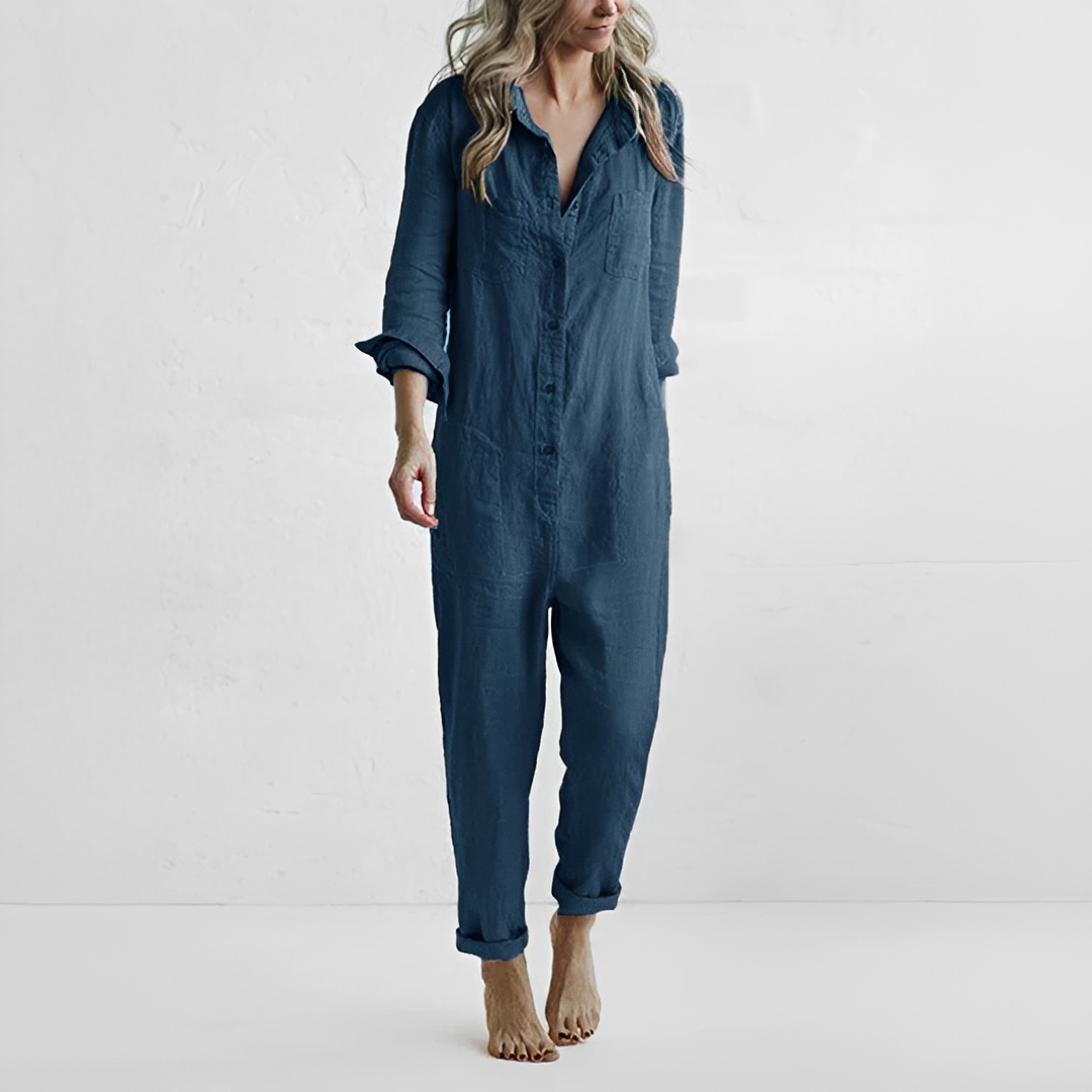 Damen Slim Fit Sommer-Overall mit langen Ärmeln Freizeit