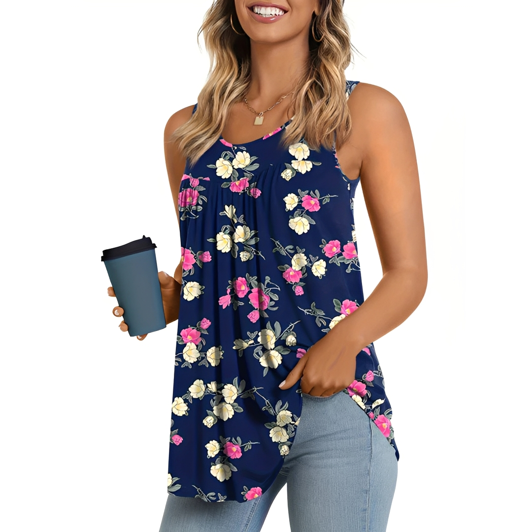 Bluse Damen Leicht Sommer Casual mit Blumenmuster