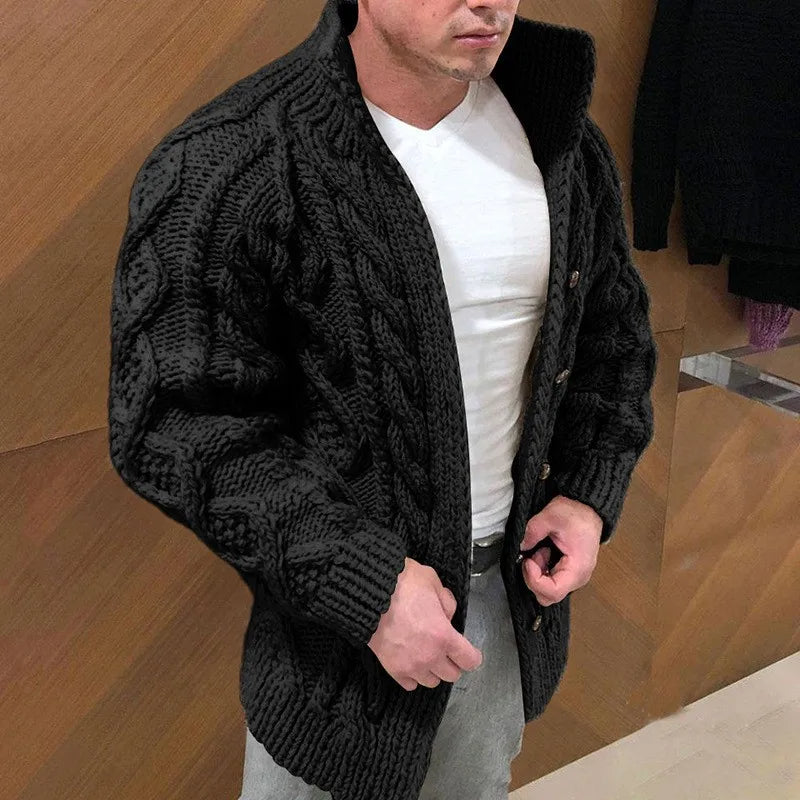 Cardigan épais en maille torsadée pour homme - Chaud et confortable