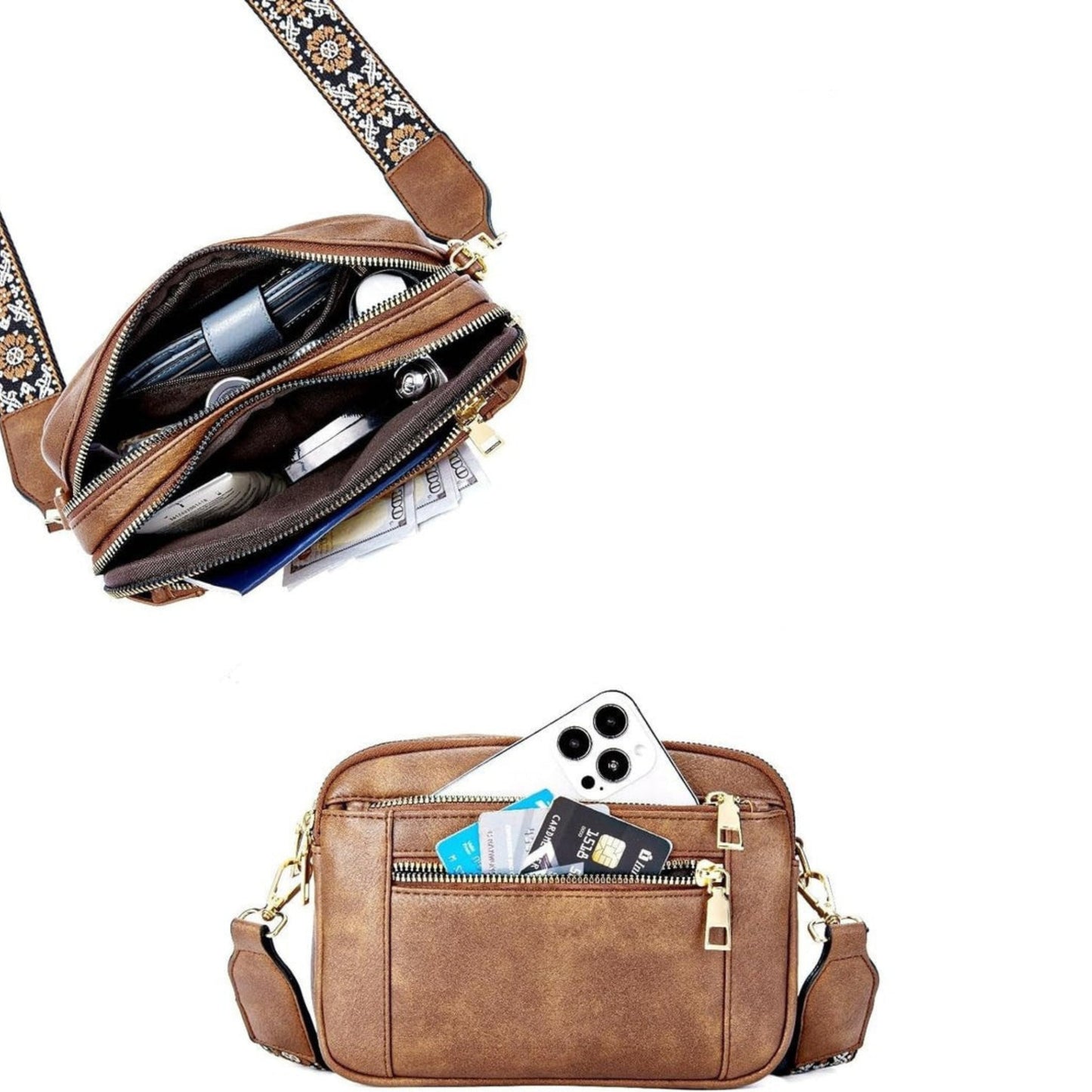 Sharena – Schultertasche Mit Blumenriemen