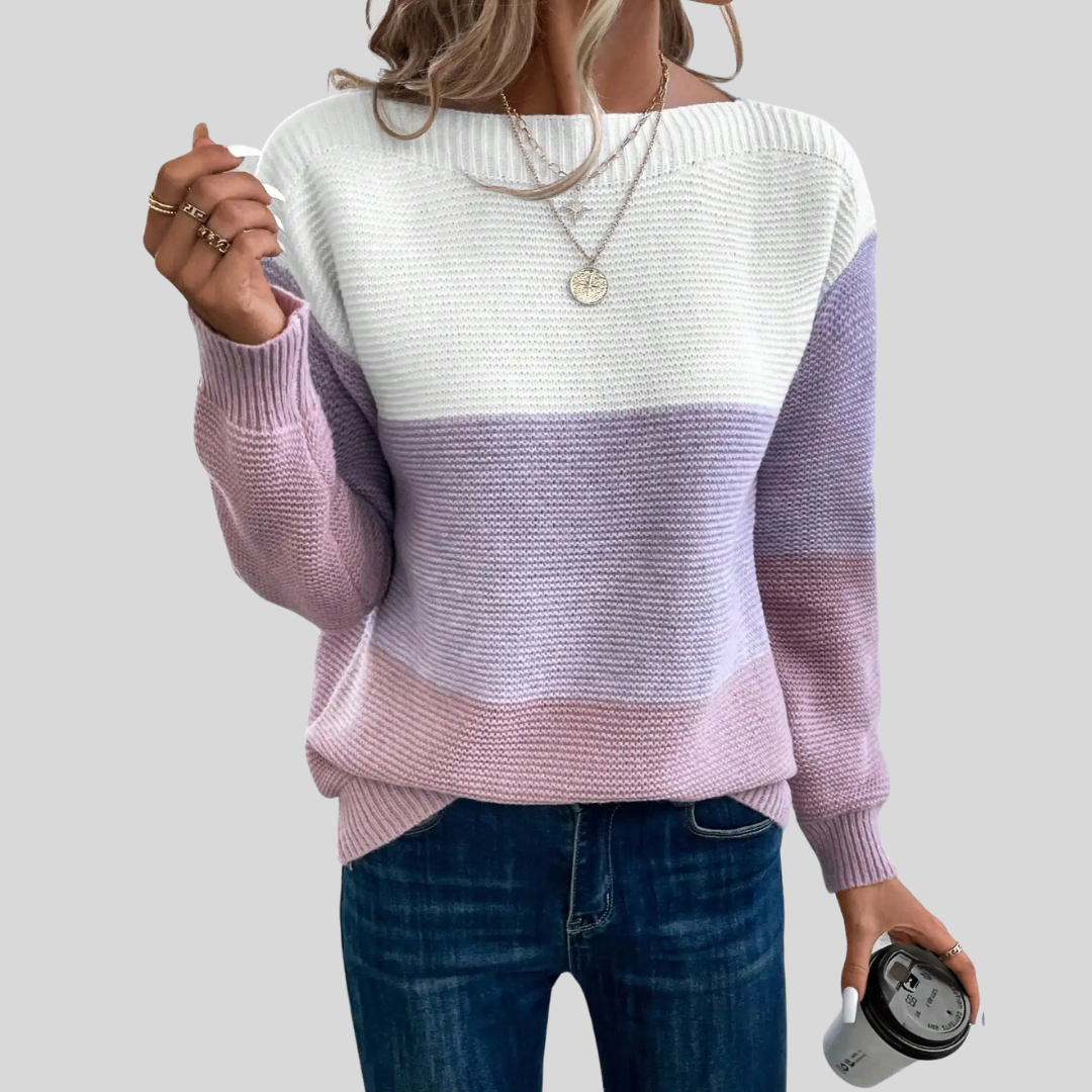 Strickpullover Damen Oversize Casual Ombre Farbverlauf