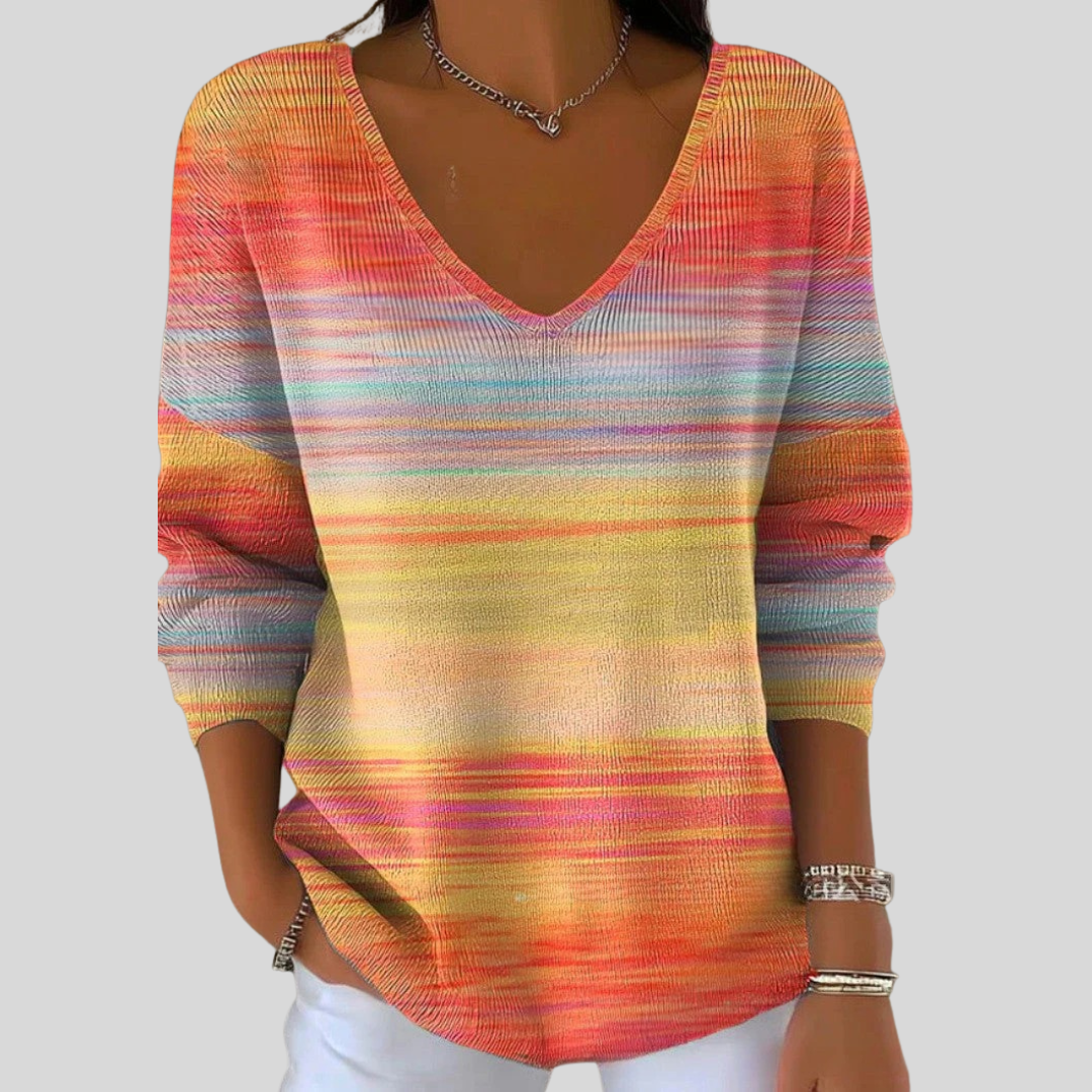 Pullover Damen Relaxed Fit Herbst Casual V-Ausschnitt