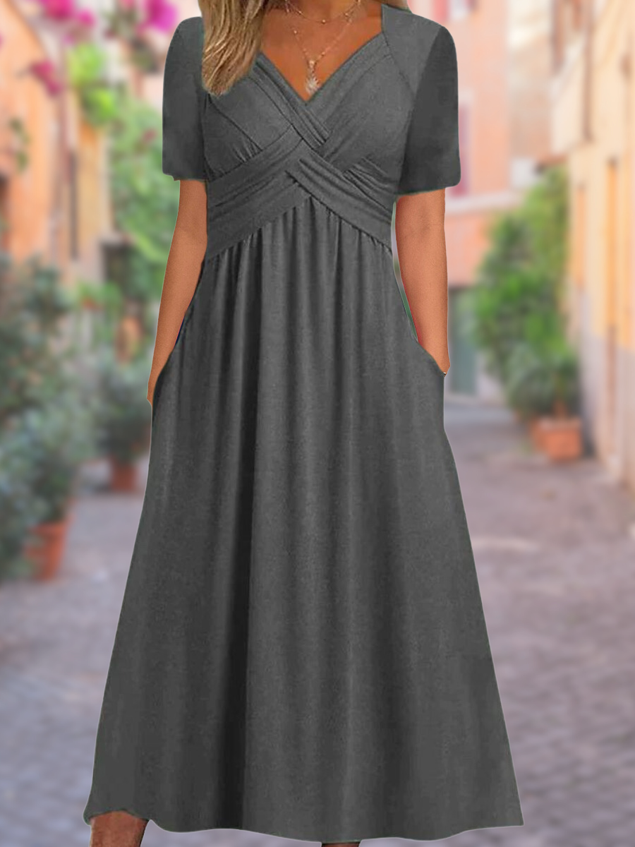 Sommerkleid Damen Regular Fit Freizeit V-Ausschnitt
