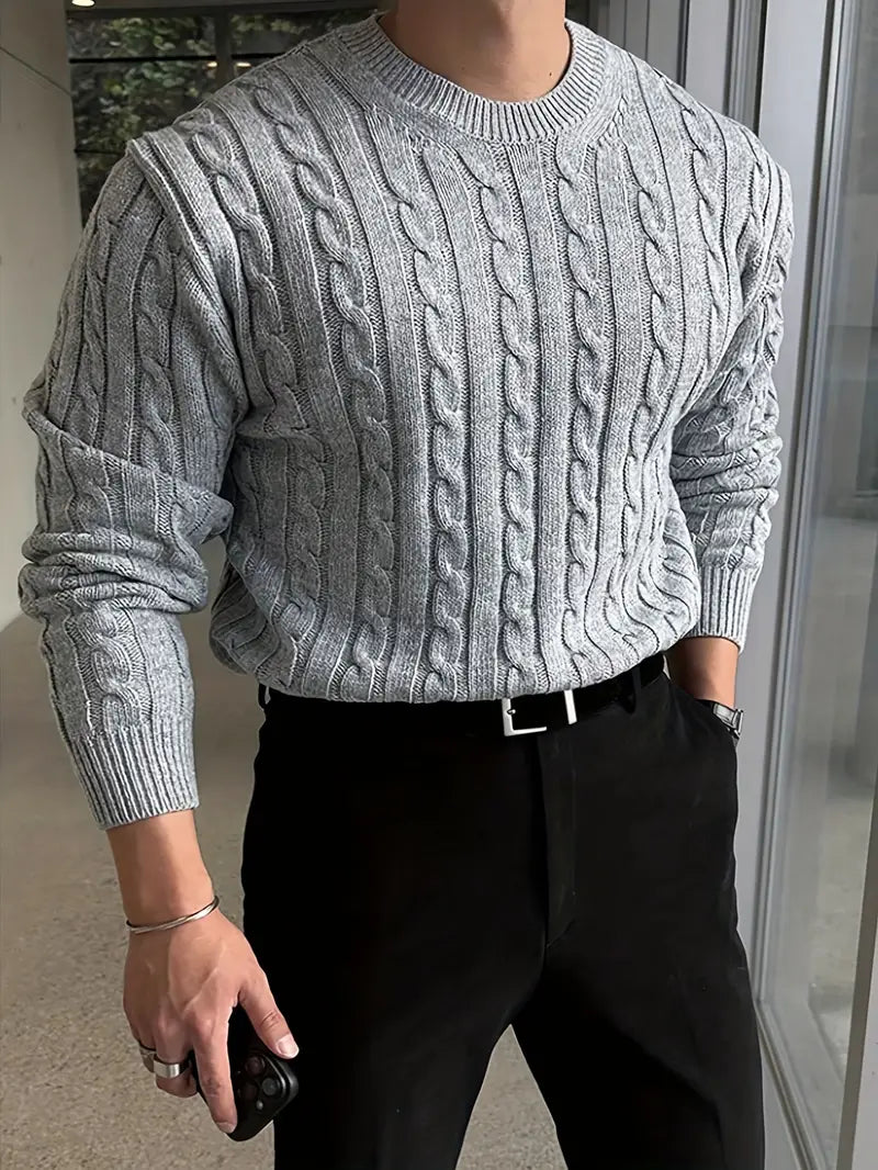 Mergim Lässiger Strickpullover Mit Langen Ärmeln