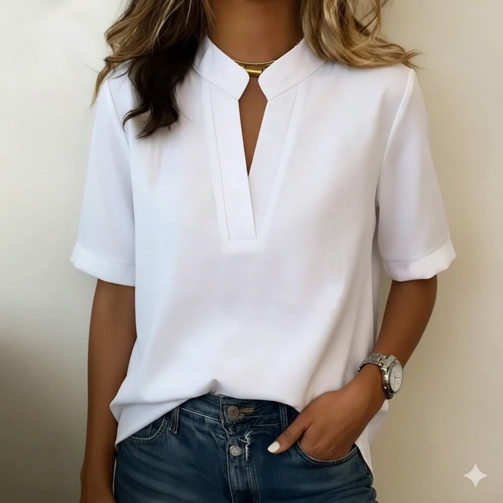 Bluse Damen Elegant Sommer Casual Raffinierter Kragen