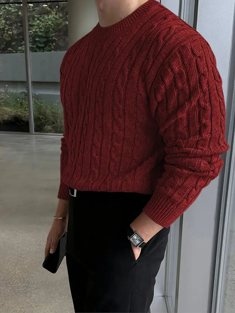Mergim Lässiger Strickpullover Mit Langen Ärmeln