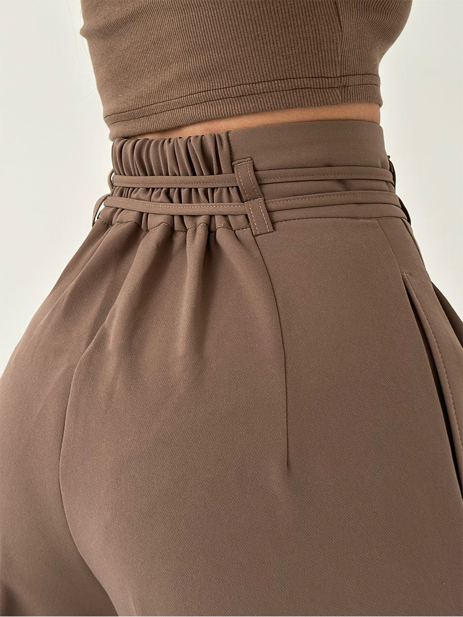 Stoffhose Damen I hochtailliert mit breitem Bein