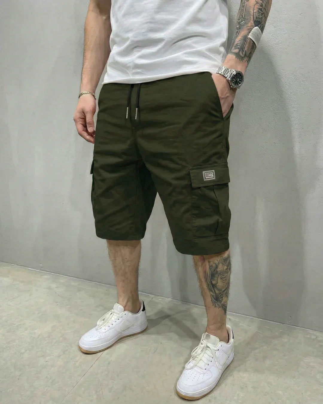 Cargo-Shorts Herren Lässig Freizeit Kordelzugbund Große Taschen