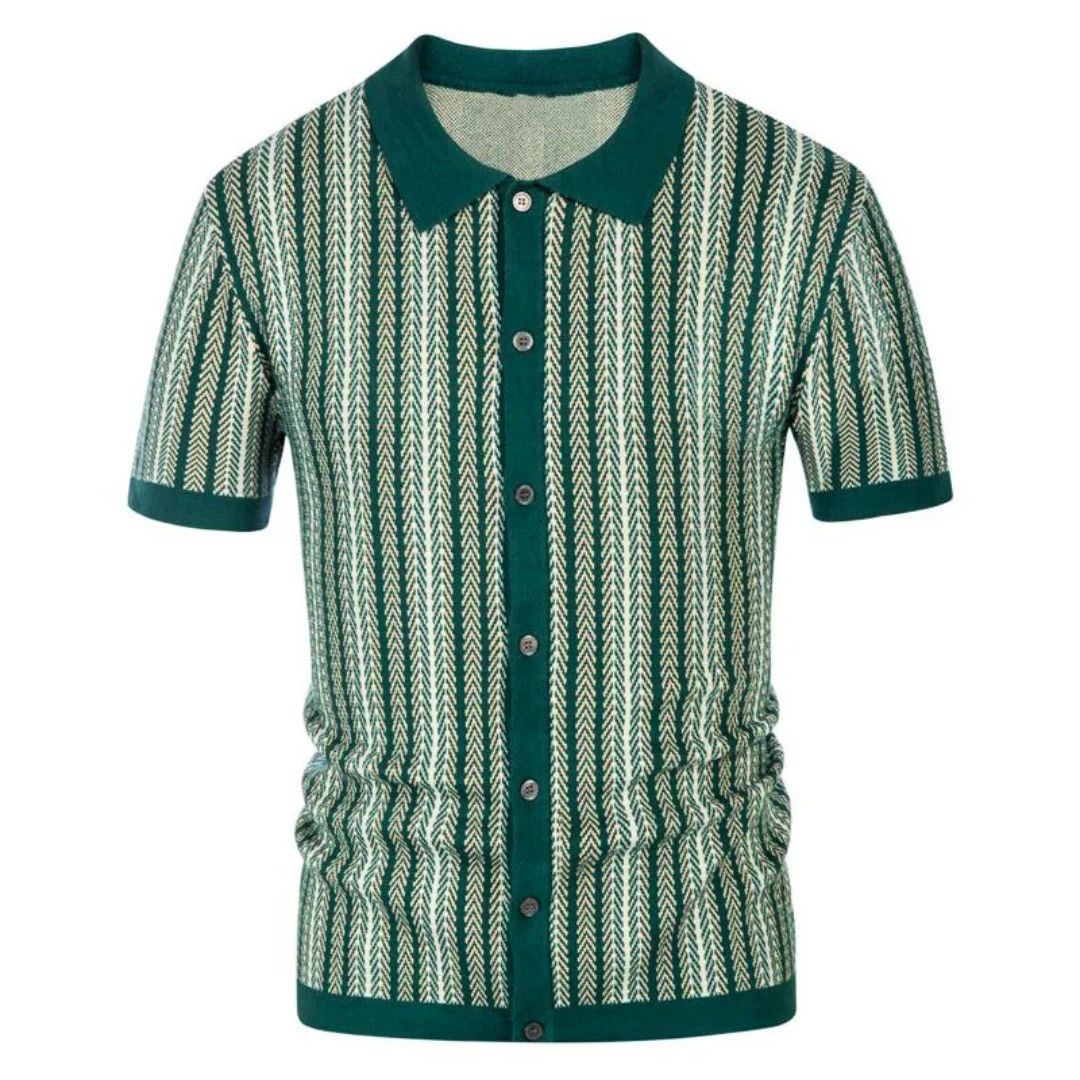 Julian Herren Poloshirt mit Knopfleiste im Chevron-Design – Atmungsaktiv