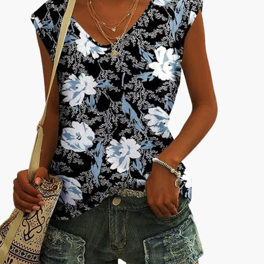 Damen V-Ausschnitt Shirt mit Kurzärmeln für den Sommer