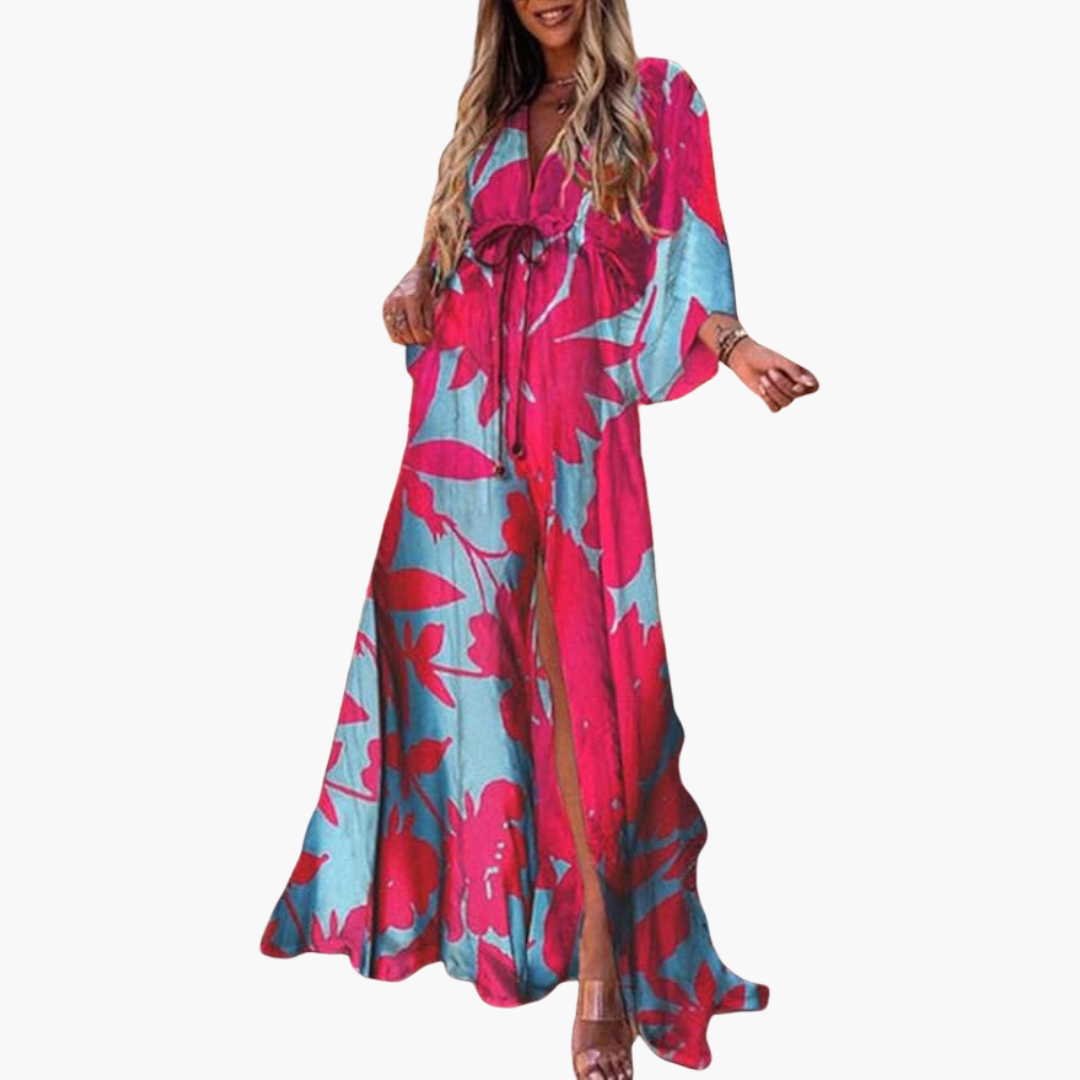 Farbenfrohes Sommerkleid - Damen-Maxi-Kleid mit Blumenmuster