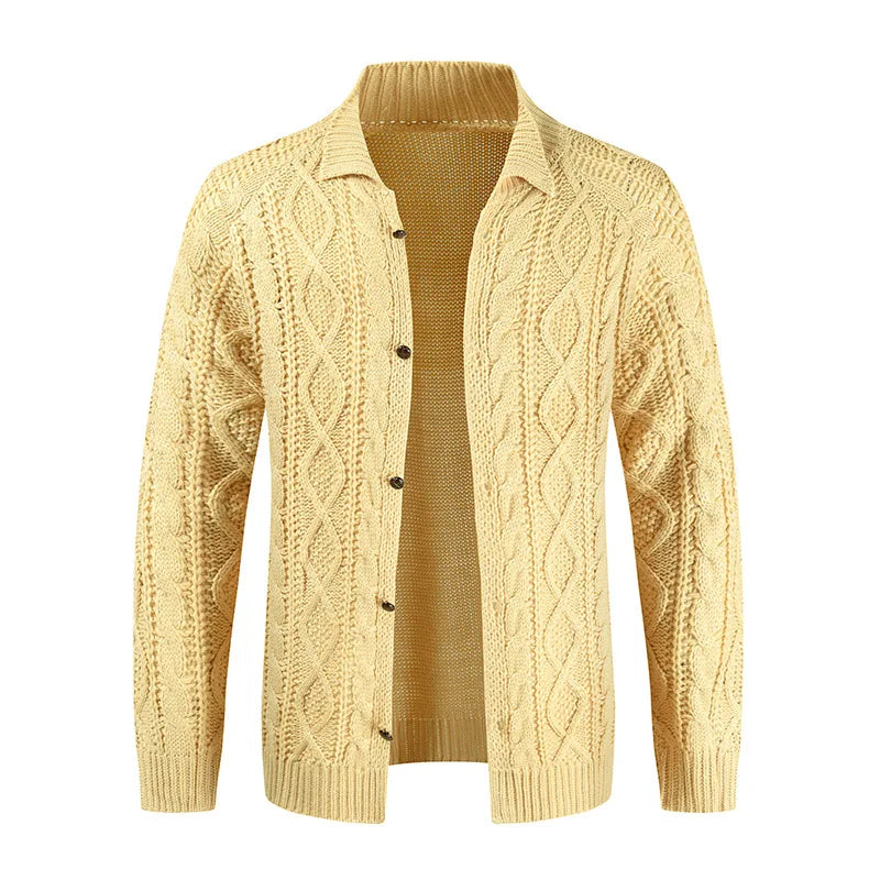 Cardigan épais en maille torsadée pour homme - Chaud et confortable
