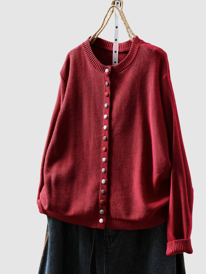 Cardigan Damen Relaxed Fit Casual Mehrfarbige Knöpfe