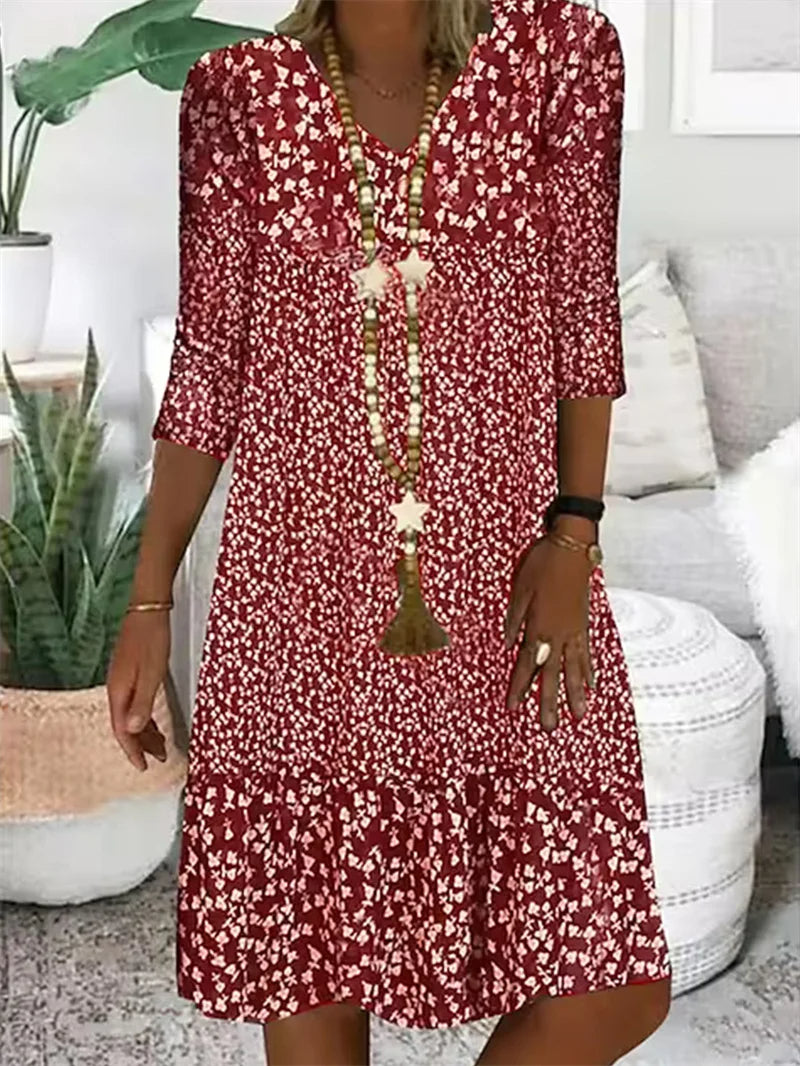 Kleid Damen Lässig Langarm Casual Regular Fit