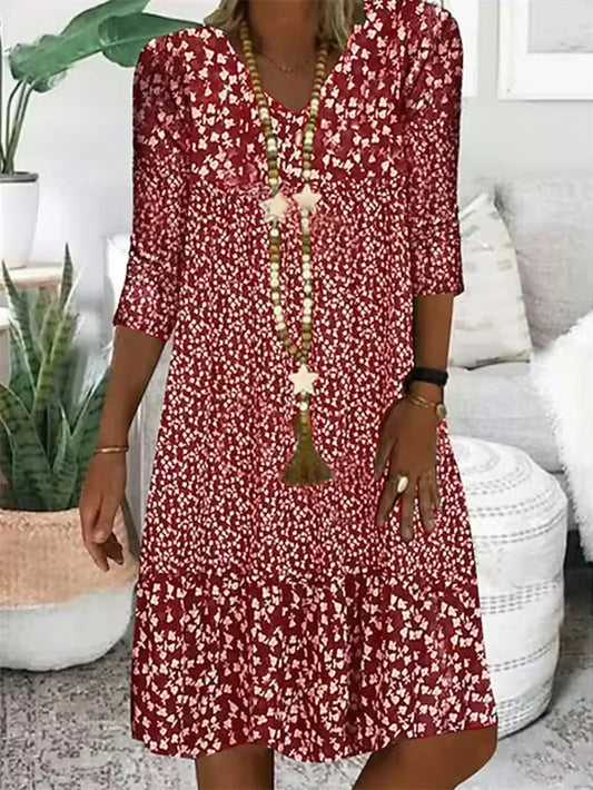 Kleid Damen Lässig Langarm Casual Regular Fit
