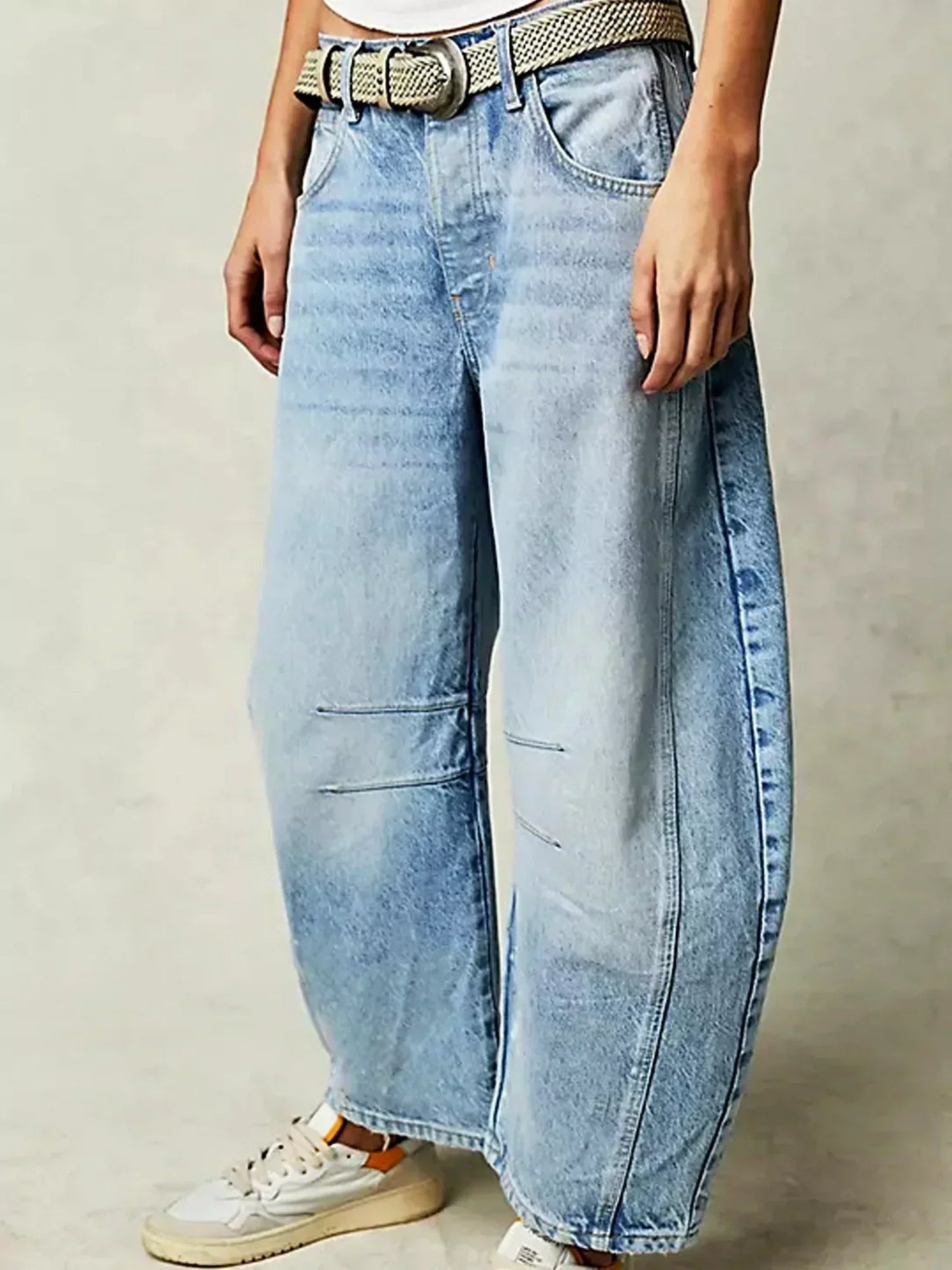 Jeans Damen Weit Beinig Bedruckt Casual