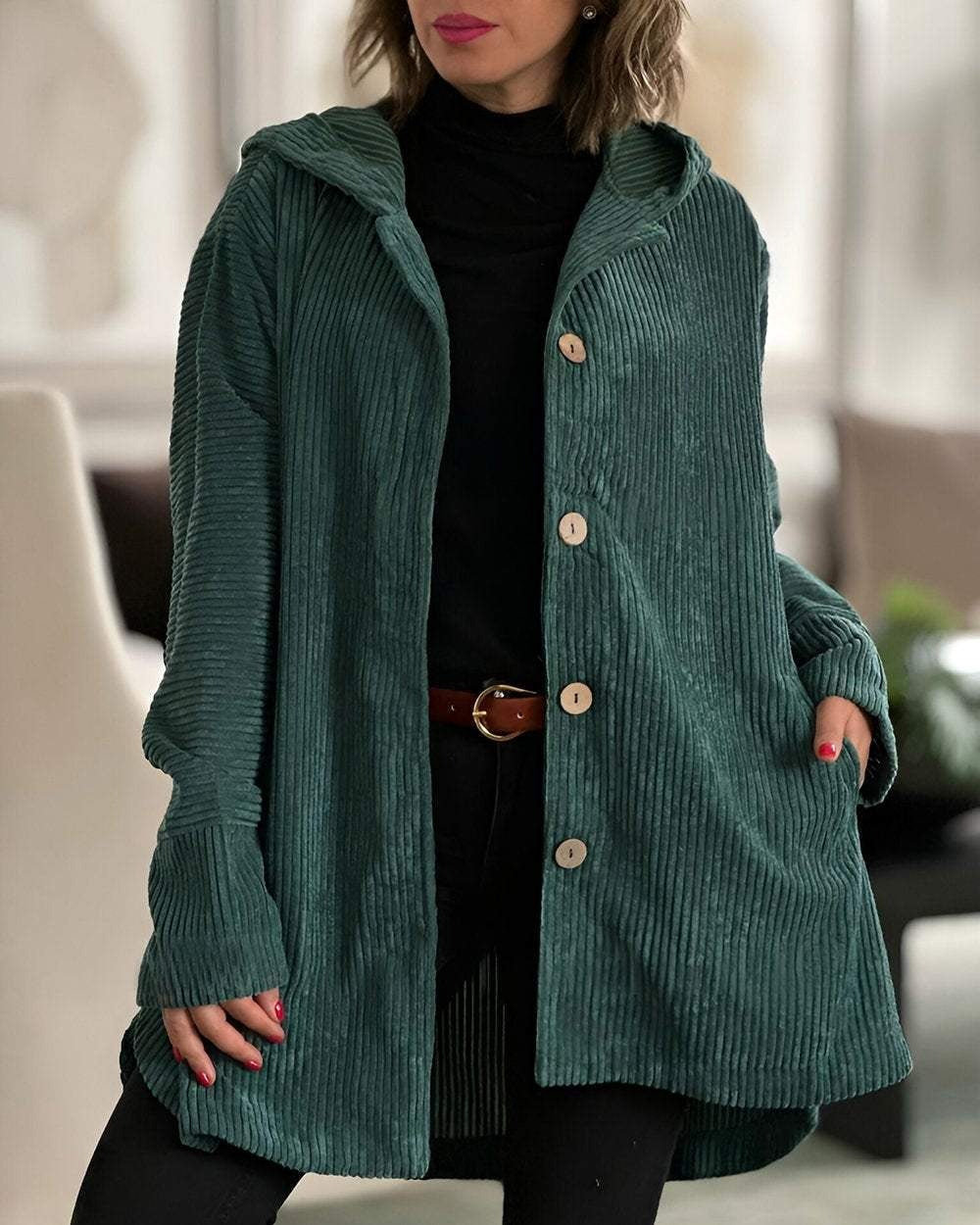 Cordjacke Damen Relaxed Fit Herbst & Winter Freizeit