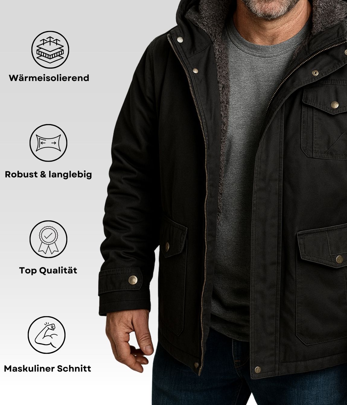 Reto Fleece Jacke Schwarz