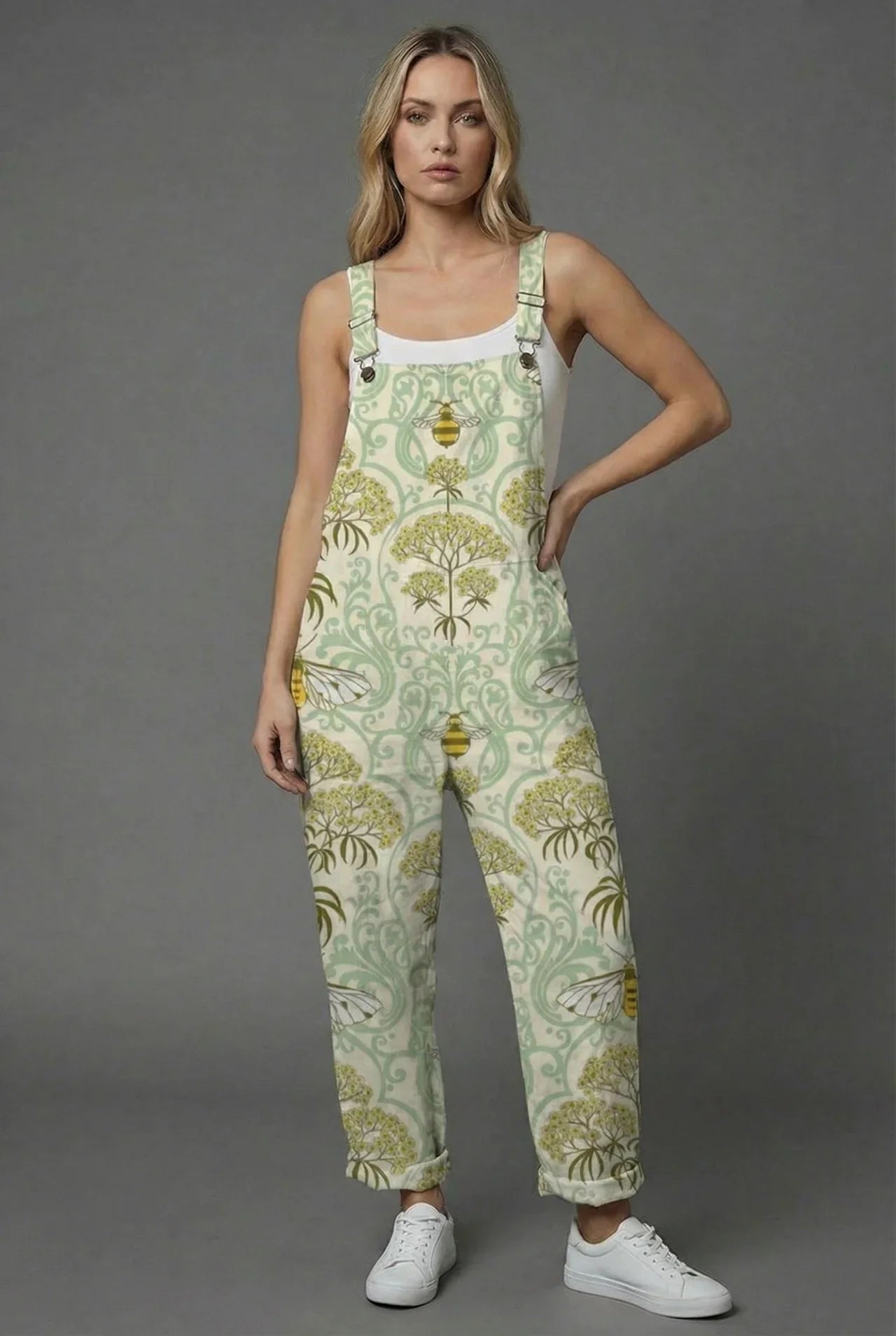 Jumpsuit Damen Relaxed Fit Sommer Casual mit floralem Print
