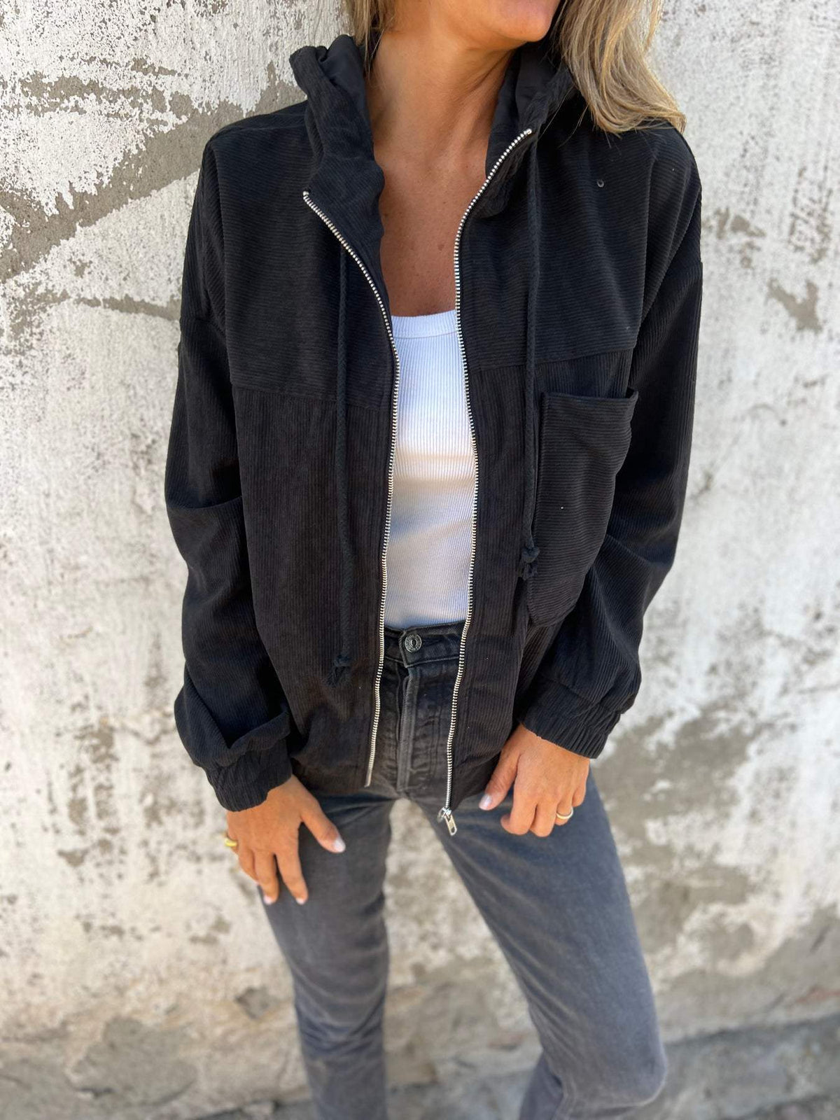 Freizeitjacke Damen Regular Fit Kapuze Frühling & Sommer
