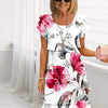 Floral Faltenkleid für Damen mit Rüschen und kaskadierenden Lagen