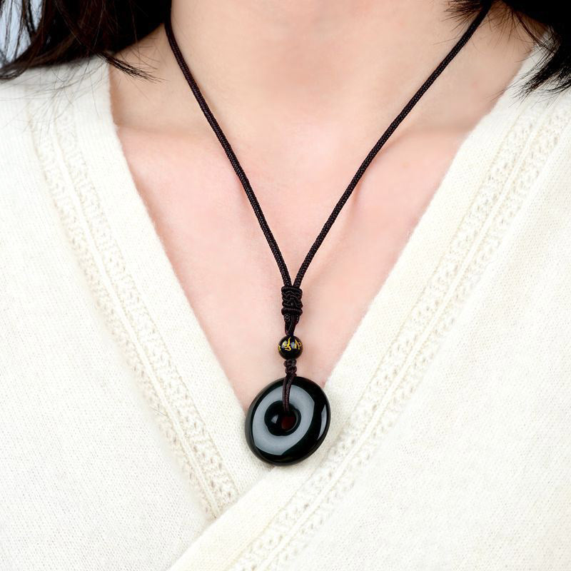 Halskette Unisex Tibetanischer Obsidian Schutz Schmuck