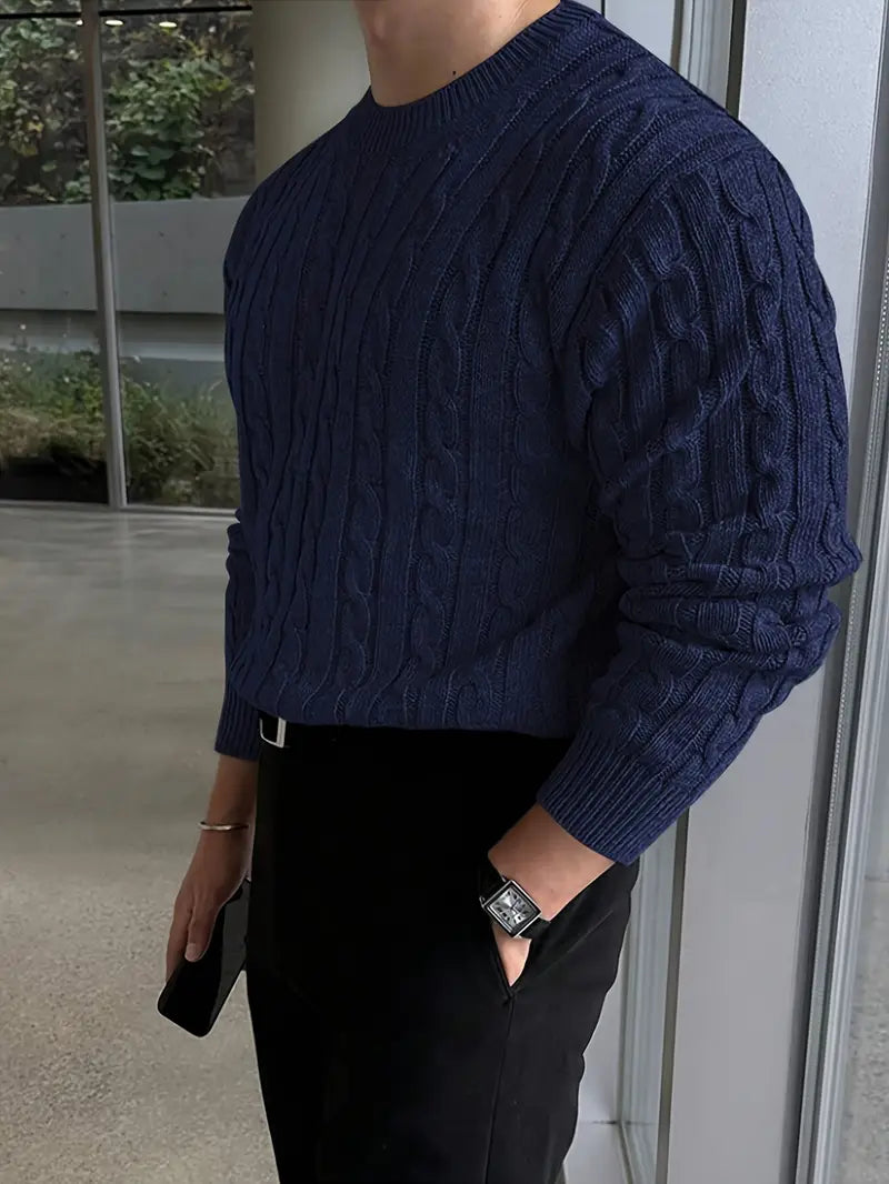 Mergim Lässiger Strickpullover Mit Langen Ärmeln
