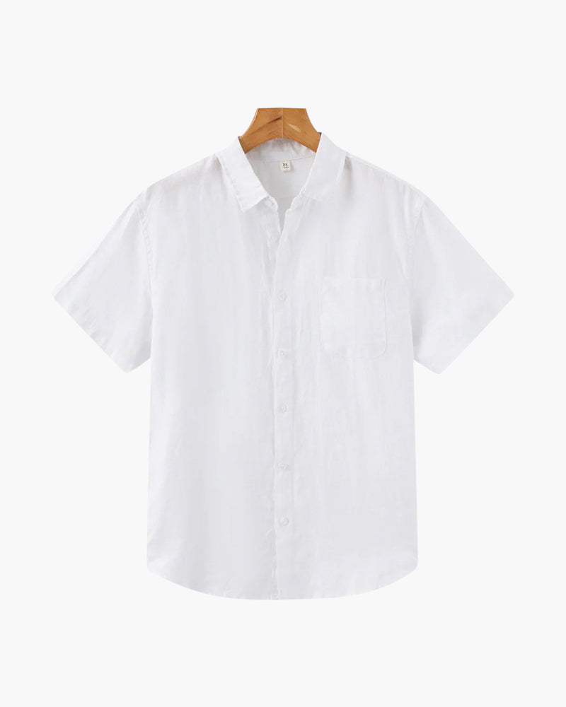 Hemd Herren Kurzarm Leinen Sommer Casual Regular Fit