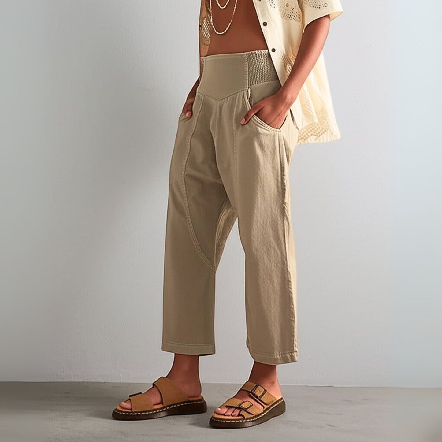 Damen Haremshose Weit Schnitt Casual Relaxed Fit