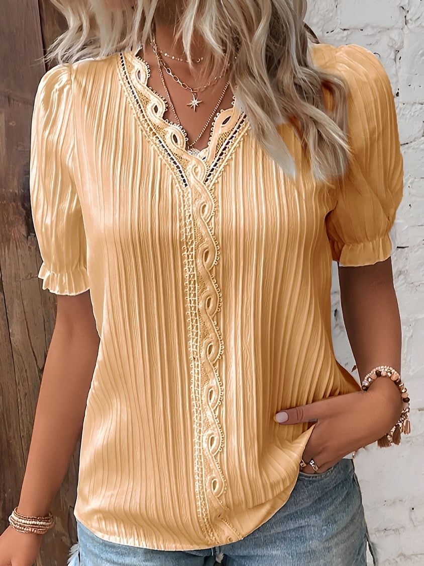 Bluse Damen Modern V-Ausschnitt Casual Regular Fit