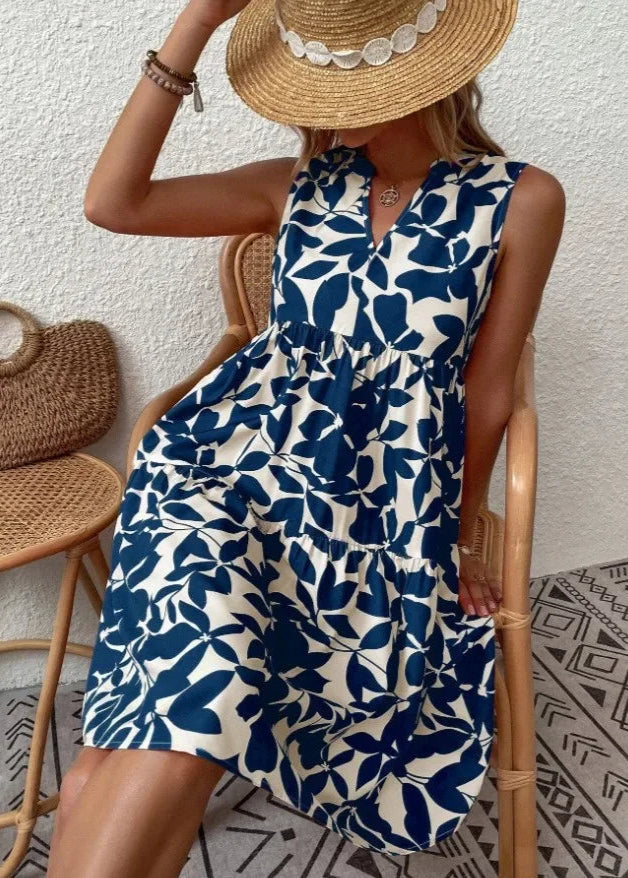 Sommerkleid Damen Leicht V-Ausschnitt Freizeit