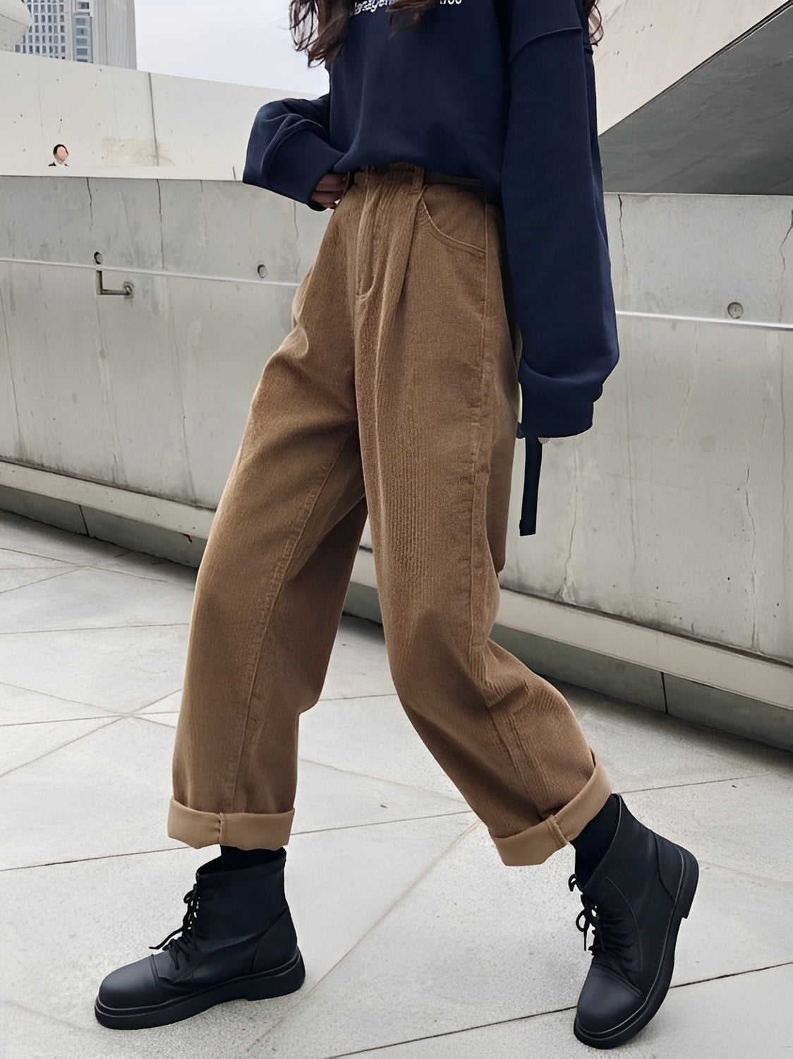 Cordhose Damen Relaxed Fit Freizeit & Übergangszeit
