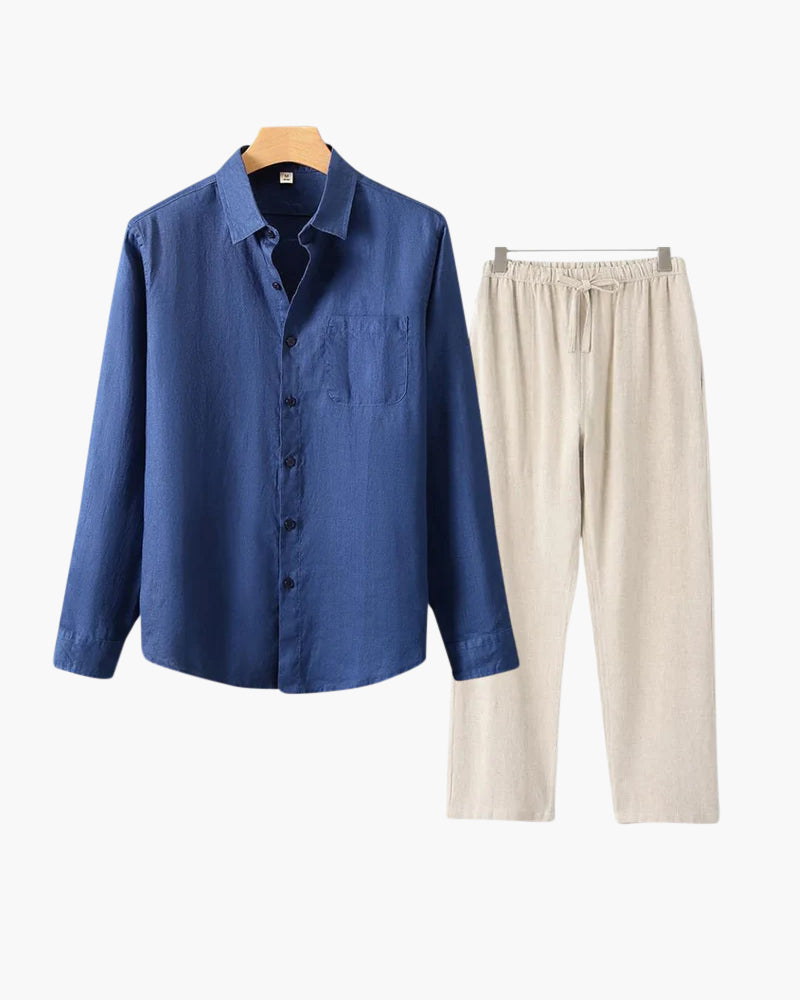 Langarmshirt Herren Set I Zweiteiler Leicht Oversize Casual
