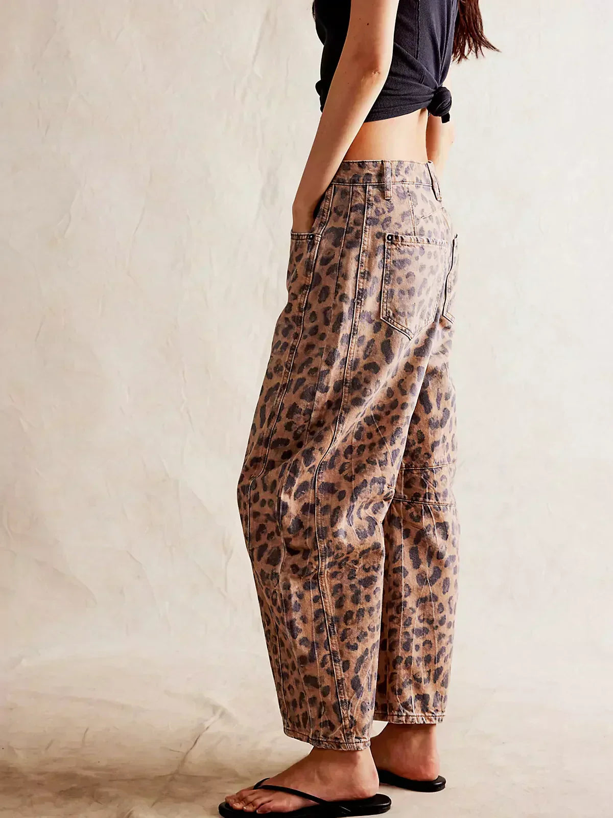 Jeans Damen Weit Beinig Bedruckt Casual