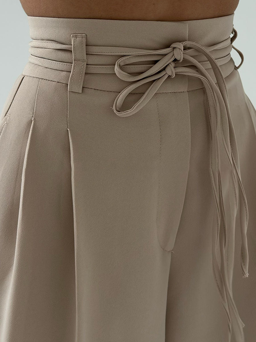 Stoffhose Damen I hochtailliert mit breitem Bein