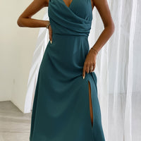 Sommerkleid Damen Slim Fit V-Ausschnitt Spaghettiträger Schlitz