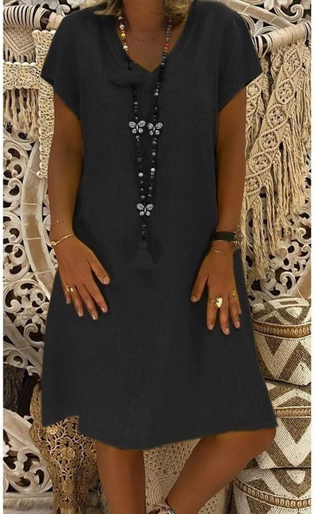 Damen Kleid Relaxed Fit Freizeit Lässig Bequem