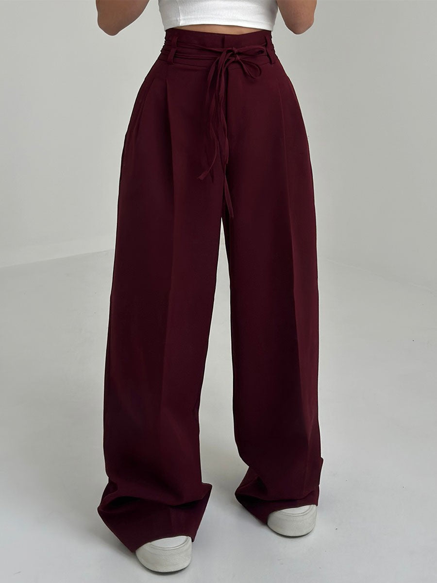 Stoffhose Damen I hochtailliert mit breitem Bein