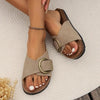 Celine | Korksandalen Damen Slip-On Breiter Schnallenriemen Sommer