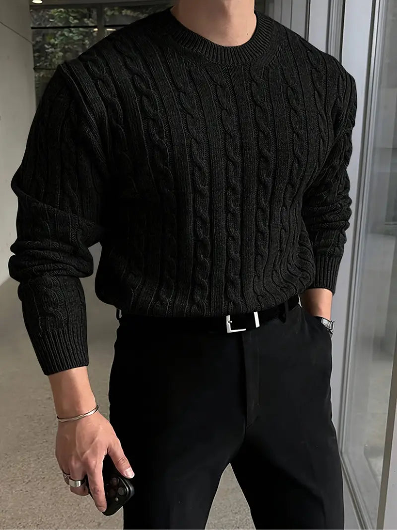 Mergim Lässiger Strickpullover Mit Langen Ärmeln