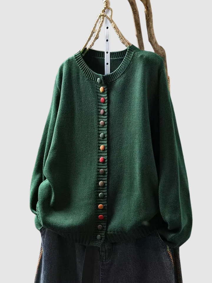 Cardigan Damen Relaxed Fit Casual Mehrfarbige Knöpfe