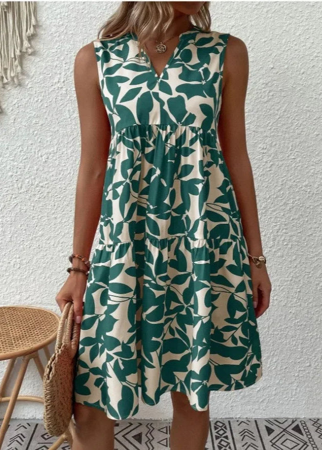 Sommerkleid Damen Leicht V-Ausschnitt Freizeit