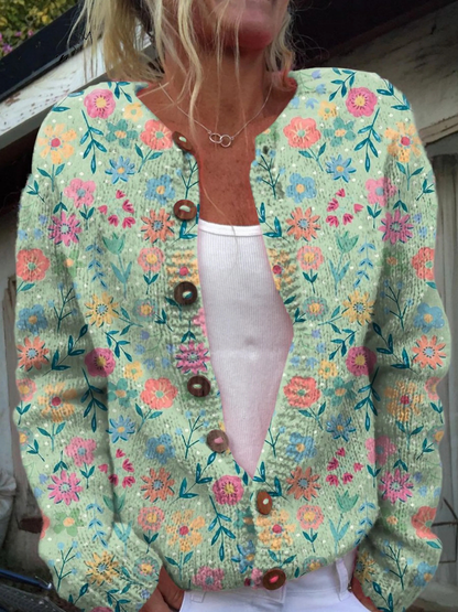 Sommerfeld Floral Print Button Cardigan Sweater