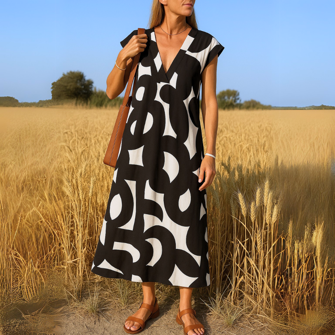 Sommerkleid Damen V-Ausschnitt Leicht Freizeit