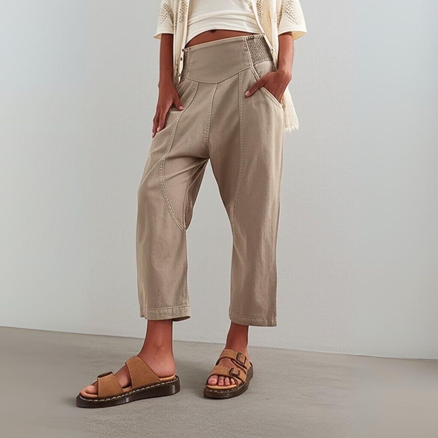 Damen Haremshose Weit Schnitt Casual Relaxed Fit